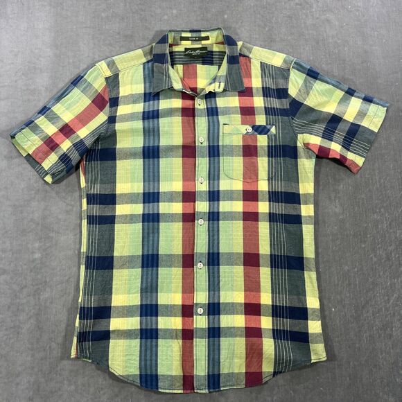 Eddie Bauer Mens Medium Multicolor Plaid Classic Short Sleeve Button Up Shirt - Picture 1 of 6